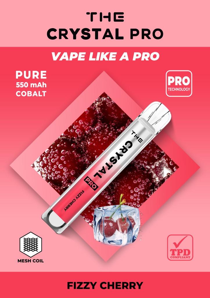 CRYSTAL BAR THE PRO Disposable Vape 600 Puffs 20mg Cobalt Battery Last Till End