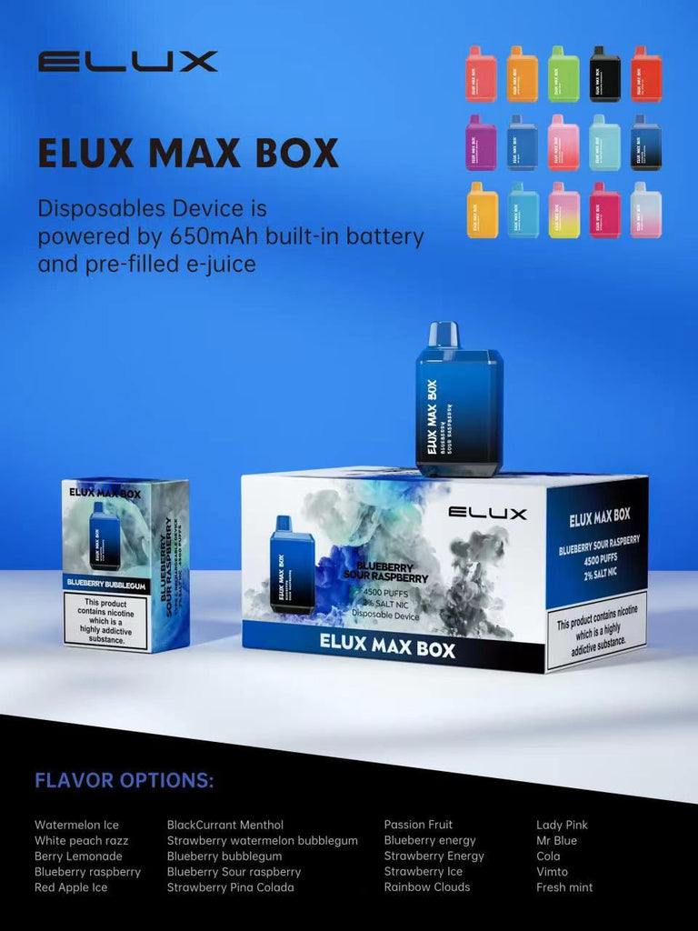 Elux Max BOX 4500 Disposable Vape Pod Device 650 mah 2ml 20 mg