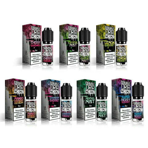 Double Drip Nic Salt 10ml E Liquid 50/50 VG Vape Juice 10mg-20mg/ml TPD
